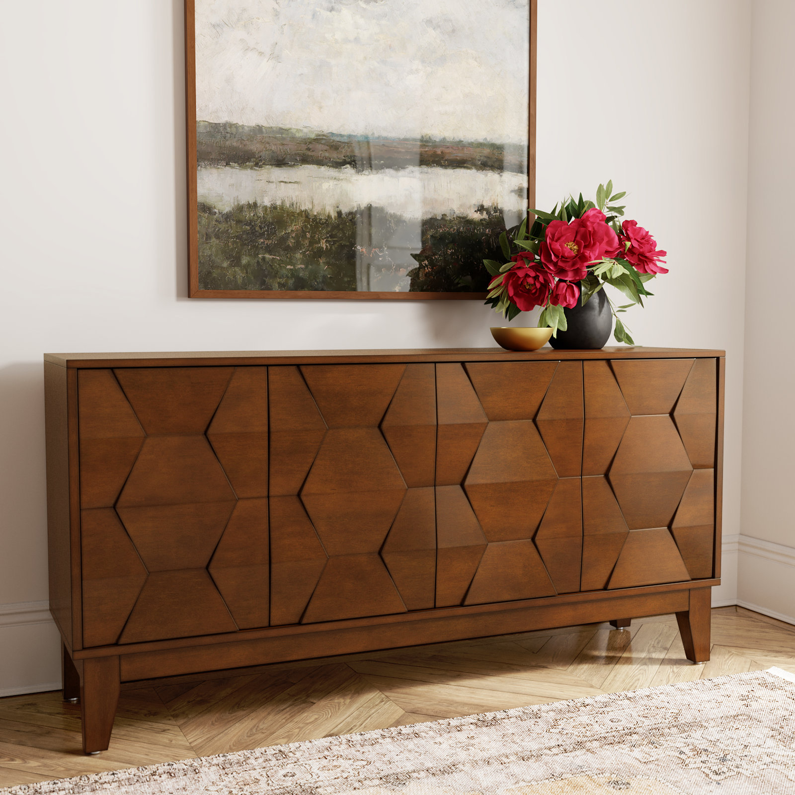 Kelly Clarkson Home Sara 60" Wide Sideboard with Solid Wood Legs